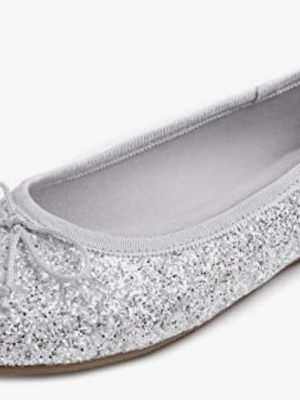 Glitter Ballet Flats in Silver Sz 10